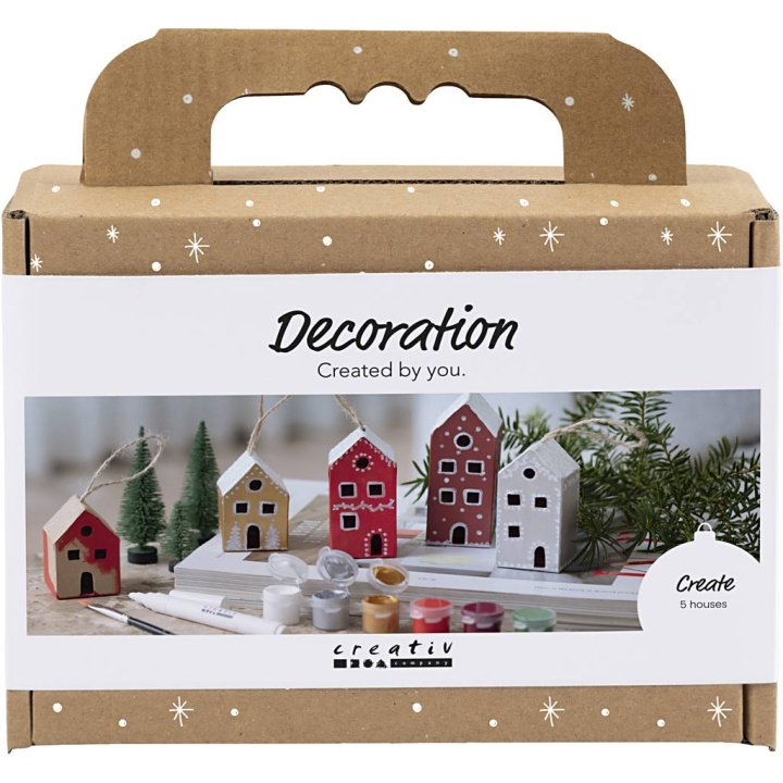 Mini Craft Kit Decoratie - Huizen - kerstkleuren (977825) in de groep SPORT, VRIJE TIJD & HOBBY / Hobby / DIY Kit bij TP E-commerce Nordic AB (D31435)