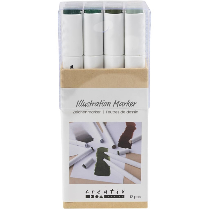 Creative Toys Creativ - Illustratiemarker, lijn 1+8 mm, Natuurkleuren, 12 stuks/ 1 verpakking (373741) in de groep SPEELGOED, KINDER- & BABYPRODUCTEN / Speelgoed / Ambachten bij TP E-commerce Nordic AB (D31442)