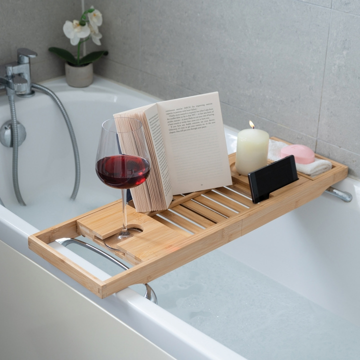 Mad Monkey Bamboo bath shelf - Adjustable, fits bathtubs up to 1 meter wide - natural in de groep SPORT, VRIJE TIJD & HOBBY / Leuke dingen / Handige spullen bij TP E-commerce Nordic AB (D31452)