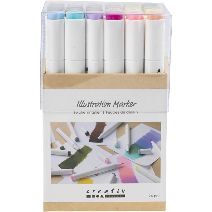 Creative Toys Creativ - Illustratiemarker, lijn 1+8 mm, pastelkleuren, standaardkleuren, 24 st - () in de groep SPEELGOED, KINDER- & BABYPRODUCTEN / Speelgoed / Ambachten bij TP E-commerce Nordic AB (D31464)