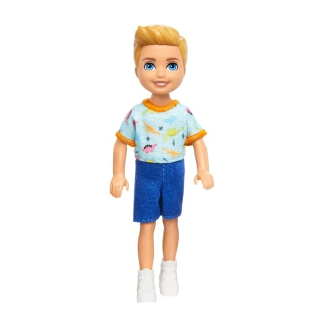 Barbie Chelsea pop, kleine jongenspop - Dino print, blond haar en blauwe ogen (HXM98) in de groep SPEELGOED, KINDER- & BABYPRODUCTEN / Speelgoed / Docks & Accessoires bij TP E-commerce Nordic AB (D31525)