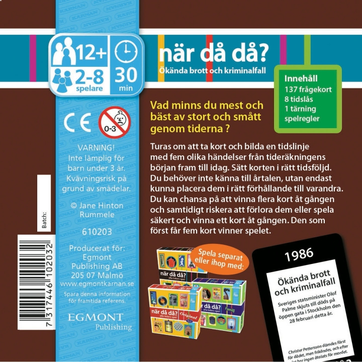 Egmont Spel När Då Då?-pocket Ökända Brott (SE) in de groep SPEELGOED, KINDER- & BABYPRODUCTEN / Spelletje / Bordspellen bij TP E-commerce Nordic AB (D31886)