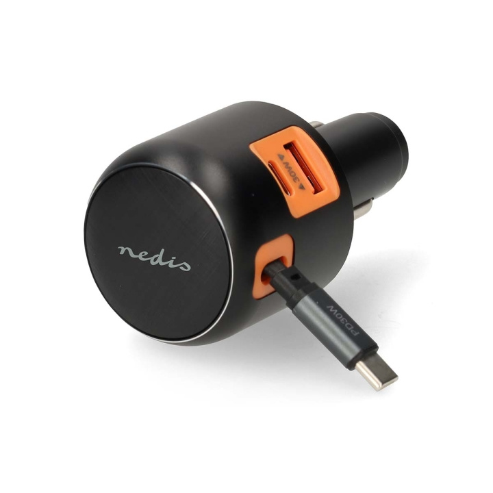 Nedis Autolader | 60 W | 2.4 / 3.0 A | Outputs: 3 | Poorttype: USB-A / USB-C™ | USB-C™ intrekbare kabel | 0.70 m | Automatische Voltage Selectie in de groep SMARTPHONE & TABLETS / Opladers & Kabels / Autoladers / Autoladers Type-C bij TP E-commerce Nordic AB (D31991)