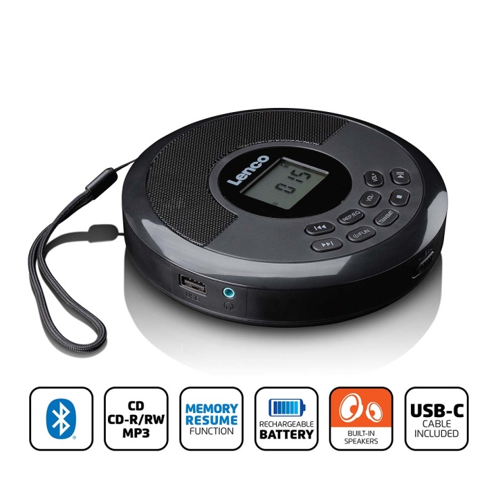 Lenco Discman met Bluetooth® en ingebouwde luidsprekers in de groep HOME ELECTRONICS / Audio & Beeld / Thuisbioscoop, Hifi en Draagbaar / Draagbare audiospelers / CD spelers bij TP E-commerce Nordic AB (D32164)