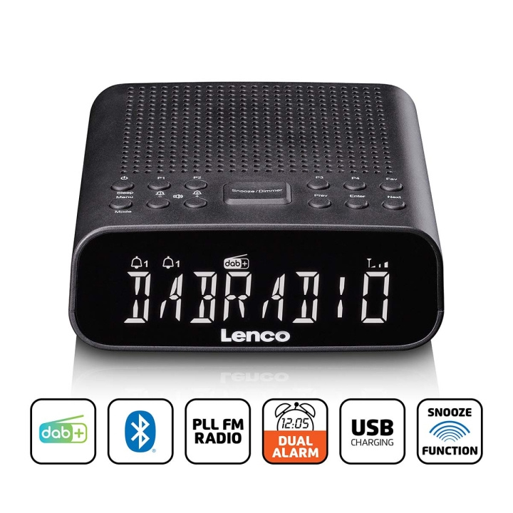 Lenco Wekkerradio met DAB+/FM, Bluetooth® en groot dimbaar LCD-display in de groep HOME ELECTRONICS / Audio & Beeld / Thuisbioscoop, Hifi en Draagbaar / Radio & Wekkers / Wekkerradio bij TP E-commerce Nordic AB (D32175)