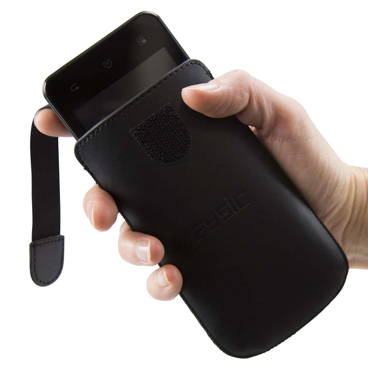 Fysic Leather cover for FMA-5000, black in de groep SMARTPHONE & TABLETS / Mobielbescherming / Andere modellen bij TP E-commerce Nordic AB (D32247)