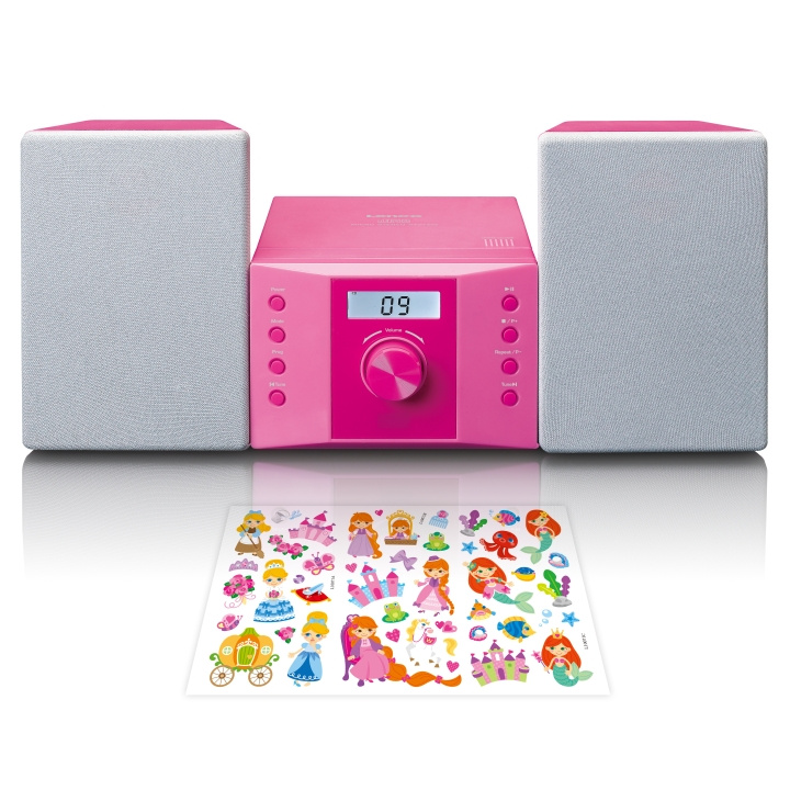 Lenco Micro set met CD FM radio AUX-IN stickers Roze in de groep HOME ELECTRONICS / Audio & Beeld / Luidsprekers & accessoires / Bedrade luidsprekers bij TP E-commerce Nordic AB (D32325)