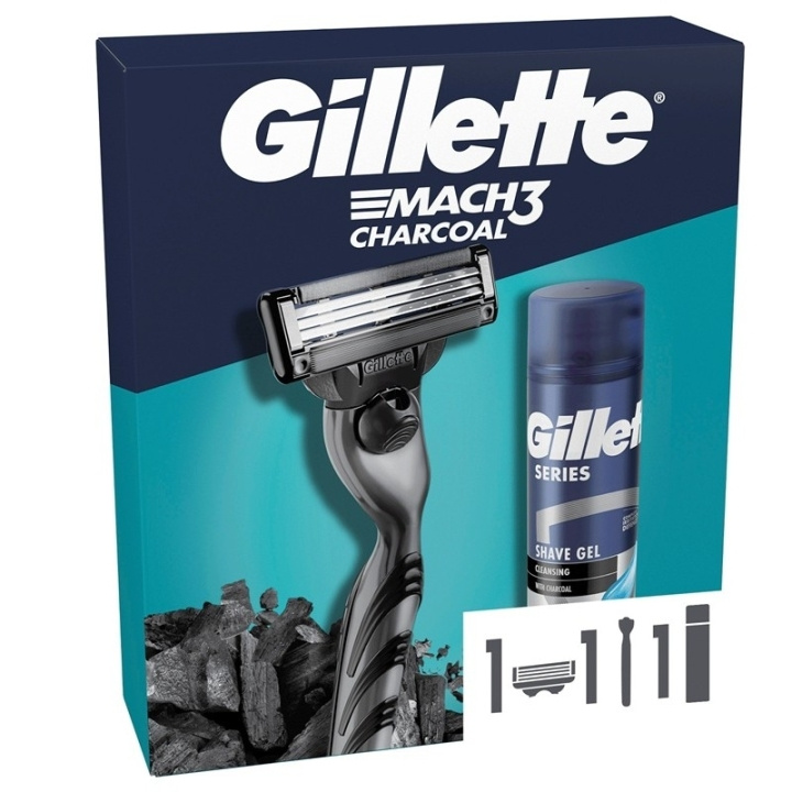 Gillette Giftset Gillette Mach3 Charcoal 2pcs in de groep BEAUTY & HEALTH / Haar & Styling / Scheren & Trimmen / Scheermessen & Accessoires bij TP E-commerce Nordic AB (D32489)