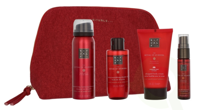 Rituals Ayurveda Travel Exclusives 215 ml Foaming Shower Gel 50ml/Shower Oil 75ml/Body Cream 70ml/Body Mist 20ml in de groep BEAUTY & HEALTH / Cadeausets / Cadeausets voor haar bij TP E-commerce Nordic AB (D32635)