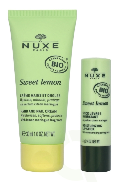 Nuxe Sweet Lemon Kit 34 ml Softening Lip Stick 4g/Hand And Nail Cream 30ml in de groep BEAUTY & HEALTH / Manicure/pedicure / Handcrèmes bij TP E-commerce Nordic AB (D32662)