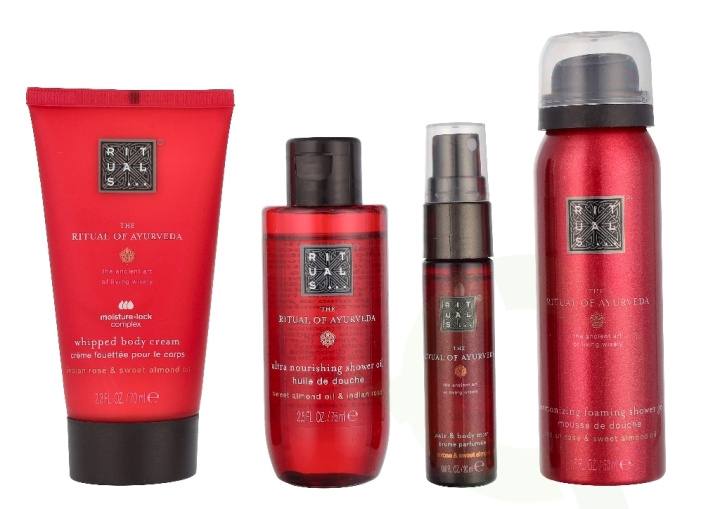 Rituals Ayurveda Small Giftset 215 ml Shower Oil 75ml/Foaming Shower Gel 50ml/Hair & Body Mist 20ml/Body Cream 70ml in de groep BEAUTY & HEALTH / Cadeausets / Cadeausets voor haar bij TP E-commerce Nordic AB (D32808)