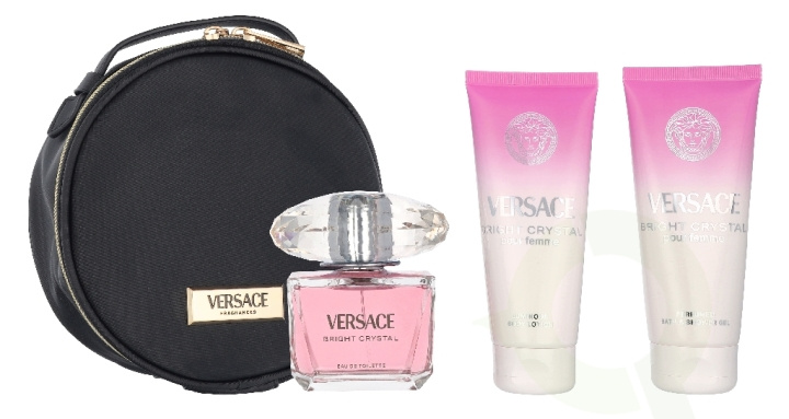 Versace Bright Crystal Giftset 290 ml Edt Spray 90ml/Body Lotion 100ml/Shower Gel 100ml/Pouch in de groep BEAUTY & HEALTH / Cadeausets / Cadeausets voor haar bij TP E-commerce Nordic AB (D32816)