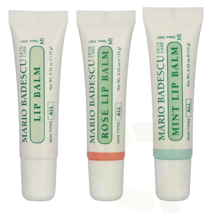 Mario Badescu Lip Balm Trio Giftset 30 g Oiginal 10g/Rose 10g/Mint 10g in de groep BEAUTY & HEALTH / Makeup / Lippen / Lippenbalsem bij TP E-commerce Nordic AB (D32825)