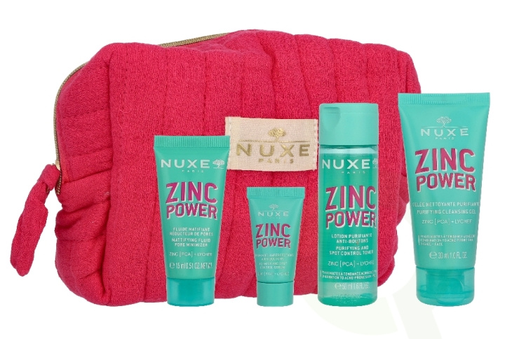 Nuxe Zinc Power Travel Kit 100 ml Cleansing Gel 50Ml/Toner 30Ml/Serum 5Ml/Fluid 15Ml in de groep BEAUTY & HEALTH / Cadeausets / Cadeausets voor haar bij TP E-commerce Nordic AB (D32918)