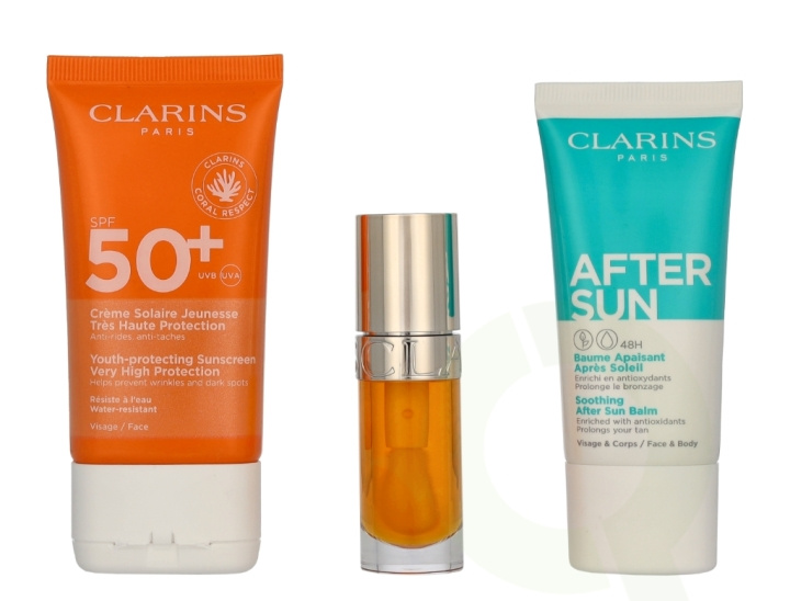 Clarins Beautiful Summer Giftset 87 ml Sun Cream 50ml/Lip Oil 7ml/Sun Balm 30ml in de groep BEAUTY & HEALTH / Huidsverzorging / Zonnebank / Zonnebescherming bij TP E-commerce Nordic AB (D32945)