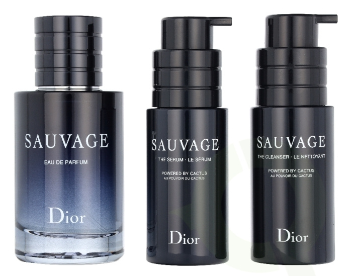 Christian Dior Dior Sauvage Giftset 150 ml Edp Spray 60ml/Cleanser 45ml/Serum 45ml in de groep BEAUTY & HEALTH / Cadeausets / Cadeausets voor hem bij TP E-commerce Nordic AB (D32993)