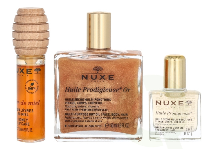 Nuxe The Infinite Glow Giftset 70 ml Huile Prodigieuse 50ml/Huile Prodigieuse 10ml/Reve De Miel Lip Honey 10ml in de groep BEAUTY & HEALTH / Cadeausets / Cadeausets voor haar bij TP E-commerce Nordic AB (D33326)