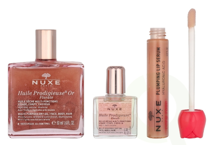 Nuxe Glow Huile Prodigieuse Floral 68 ml Oil 50ml / Oil10ml / Plumping Lip Serum 8ml in de groep BEAUTY & HEALTH / Cadeausets / Cadeausets voor haar bij TP E-commerce Nordic AB (D33539)