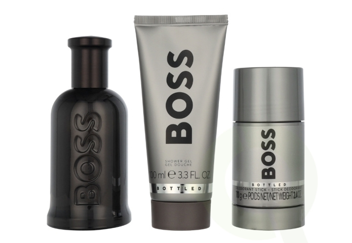 Hugo Boss Bottled Parfum Giftset 275 ml Edp Spray 100ml/Shower Gel 100ml/Deo Stick 75ml in de groep BEAUTY & HEALTH / Geuren & Parfum / Parfum / Parfum voor hem bij TP E-commerce Nordic AB (D33561)