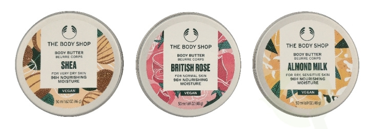The Body Shop G2 Body Butter Trio Set 150 ml Shea Body Butter 50ml/Mango Body Butter 50ml/British Rose Body Butter 50ml in de groep BEAUTY & HEALTH / Huidsverzorging / Lichaamsverzorging / Body lotion bij TP E-commerce Nordic AB (D33573)