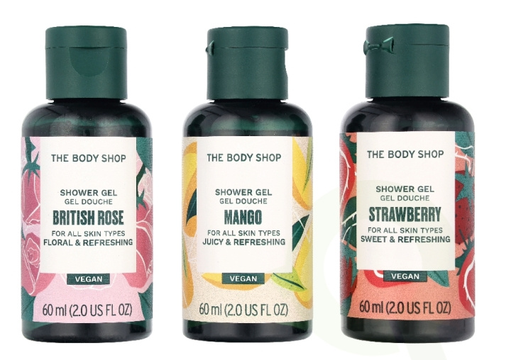 The Body Shop G1 Shower Gel Trio Set 180 ml Pink Grapefruit Shower Gel 60ml/Strawberry Shower Gel 60ml/British Rose Shower Gel 60ml in de groep BEAUTY & HEALTH / Huidsverzorging / Lichaamsverzorging / Bad- en douchegels bij TP E-commerce Nordic AB (D33574)