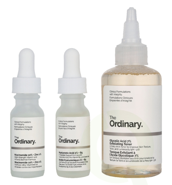 The Ordinary The Mini Icons Set 130 ml Glycolic Acid Exfoliating Toner 100ml/Niacinamide 15ml/Hyaluronic Acid 15ml/4 Cotton Pads/Mesh Pouch in de groep BEAUTY & HEALTH / Huidsverzorging / Gezicht / Huidserum bij TP E-commerce Nordic AB (D33693)