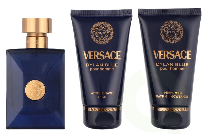 Versace Dylan Blue Pour Homme Giftset 150 ml Edt Spray 50ml/Bath & Shower Gel 50ml/Aftershave Balm 50ml in de groep BEAUTY & HEALTH / Geuren & Parfum / Parfum / Parfum voor hem bij TP E-commerce Nordic AB (D33825)
