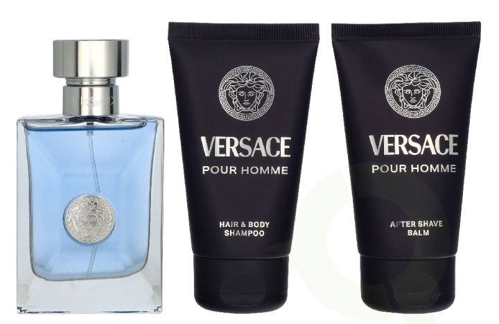 Versace Pour Homme Giftset 150 ml Edt Spray 50ml/Aftershave Balm 50ml/Hair & Body Shampoo 50ml in de groep BEAUTY & HEALTH / Geuren & Parfum / Parfum / Parfum voor hem bij TP E-commerce Nordic AB (D33832)