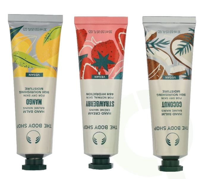 The Body Shop G1 Hand Care Trio Set 90 ml British Rose Hand Cream 30ml/Strawberry Hand Cream 30ml/Pink Grapefruit Hand Cream 30?ml in de groep BEAUTY & HEALTH / Huidsverzorging / Lichaamsverzorging / Geurende zeep bij TP E-commerce Nordic AB (D33903)