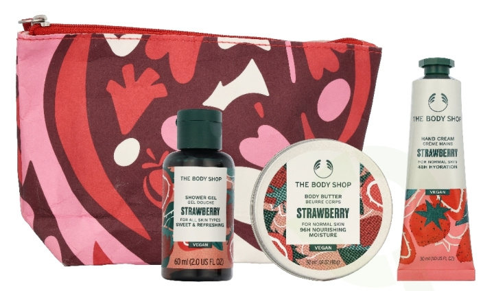 The Body Shop G2 Beauty Bag Strawberry Giftset 140 ml Shower Gel 60ml/Body Butter 50ml/Hand Cream 30ml in de groep BEAUTY & HEALTH / Cadeausets / Cadeausets voor haar bij TP E-commerce Nordic AB (D33974)