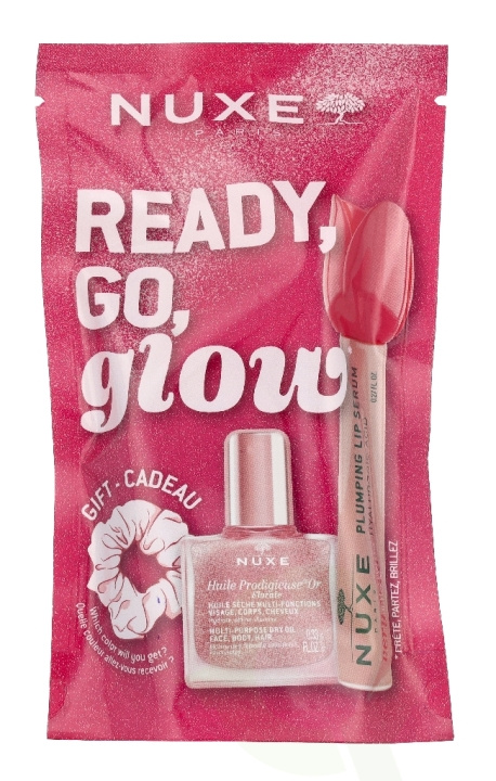 Nuxe Ready, Go, Glow Pink Set 18 ml Lip Volume Serum 8ml/Dry Oil 10ml/Scrunchie in de groep BEAUTY & HEALTH / Cadeausets / Cadeausets voor haar bij TP E-commerce Nordic AB (D33985)