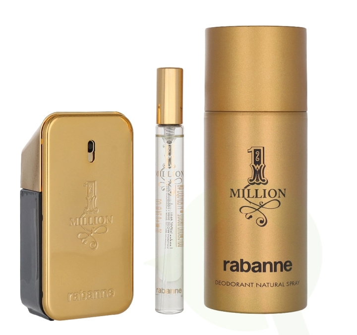 Paco Rabanne 1 Million Giftset 210 ml Edt Spray 50ml/Deo Spray 150ml/Edt Spray 10ml in de groep BEAUTY & HEALTH / Geuren & Parfum / Parfum bij TP E-commerce Nordic AB (D34063)