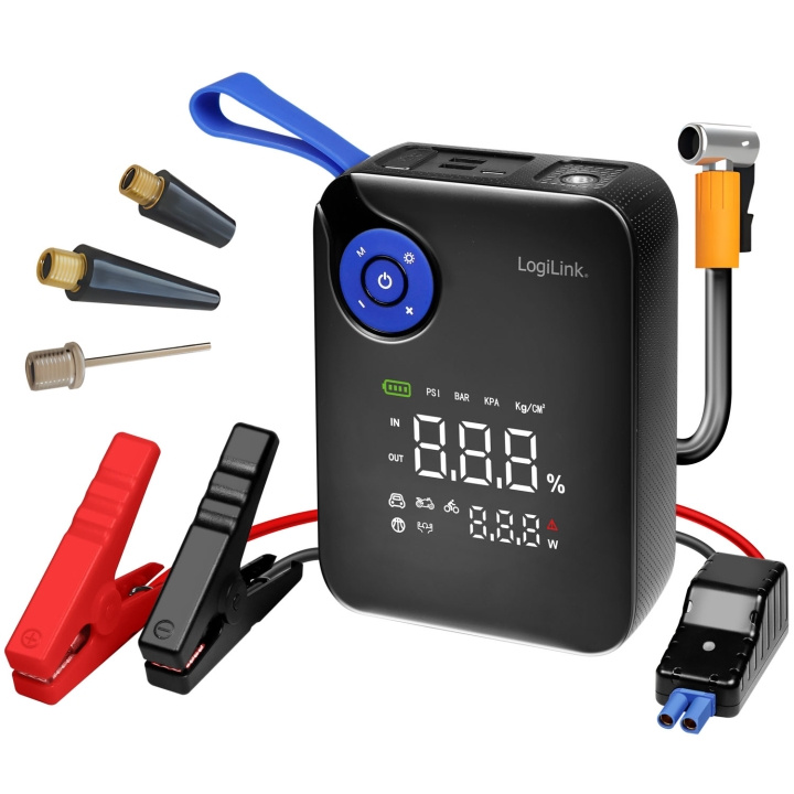 LogiLink Portabel 4-i-1 Starthjälp med Luftkompressor in de groep AUTO / Startkabels & Accessoires bij TP E-commerce Nordic AB (D34365)