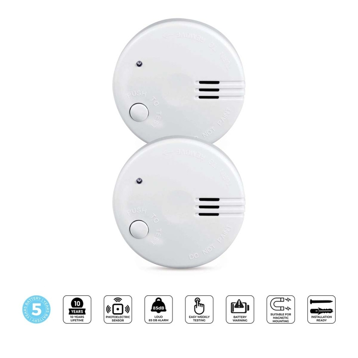 Alecto Mini rookmelder met 5 jaar batterij 2-pak Wit in de groep HUISHOUDEN & TUIN / Alarm & Beveiliging / Vuur, rook, gas / Rookmelders bij TP E-commerce Nordic AB (D34502)