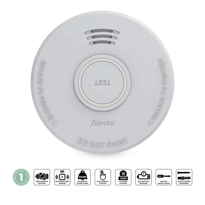 Alecto Stand-alone rookmelder met 1 jaar batterij Wit in de groep HUISHOUDEN & TUIN / Alarm & Beveiliging / Vuur, rook, gas / Rookmelders bij TP E-commerce Nordic AB (D34874)