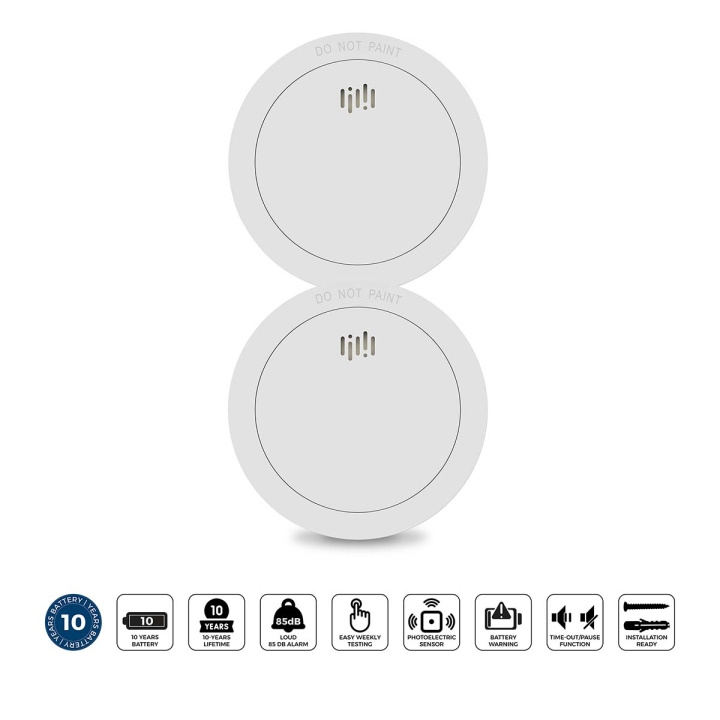 Alecto 2x Smoke detector with 10 years battery and sensor runtime White in de groep HUISHOUDEN & TUIN / Alarm & Beveiliging / Vuur, rook, gas / Rookmelders bij TP E-commerce Nordic AB (D34885)