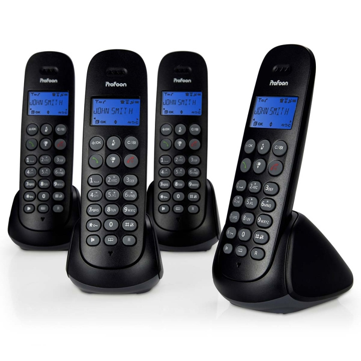 Profoon DECT-telefoon met antwoordapparaat en 4 handsets Zwart in de groep SMARTPHONE & TABLETS / Mobiele telefoons & smartphones bij TP E-commerce Nordic AB (D34895)
