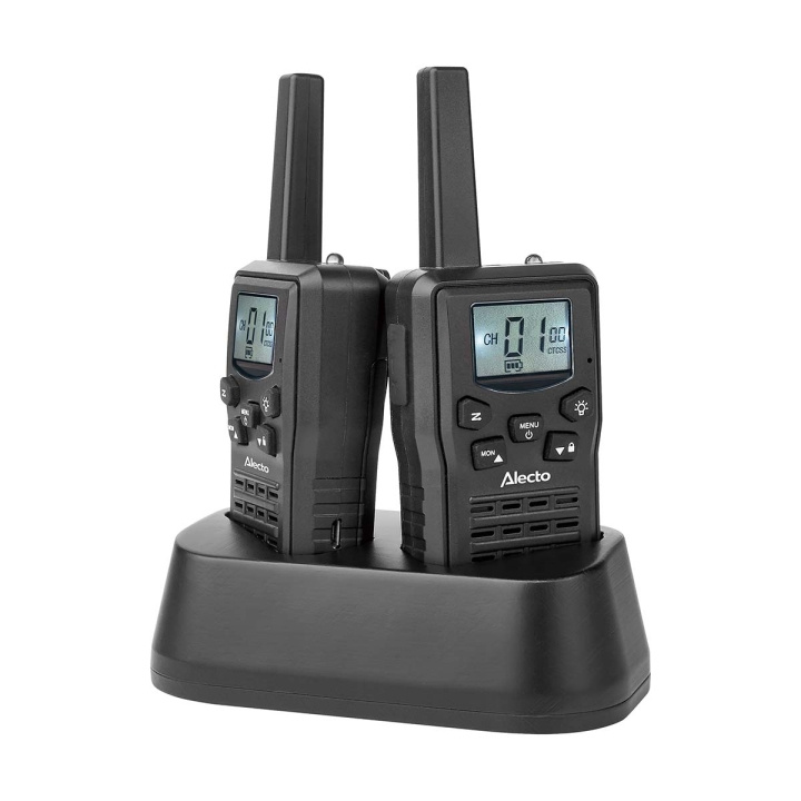 Alecto Walkie-Talkie Set | 2 Handsets | Tot 10 km | Frequentiekanalen: 8 | PTT / VOX | 24 uur stand-by | Inclusief oplaadbasis | Koptelefoonuitgang | Zwart in de groep SPORT, VRIJE TIJD & HOBBY / Buitenrecreatie / Walkietalkies bij TP E-commerce Nordic AB (D34913)