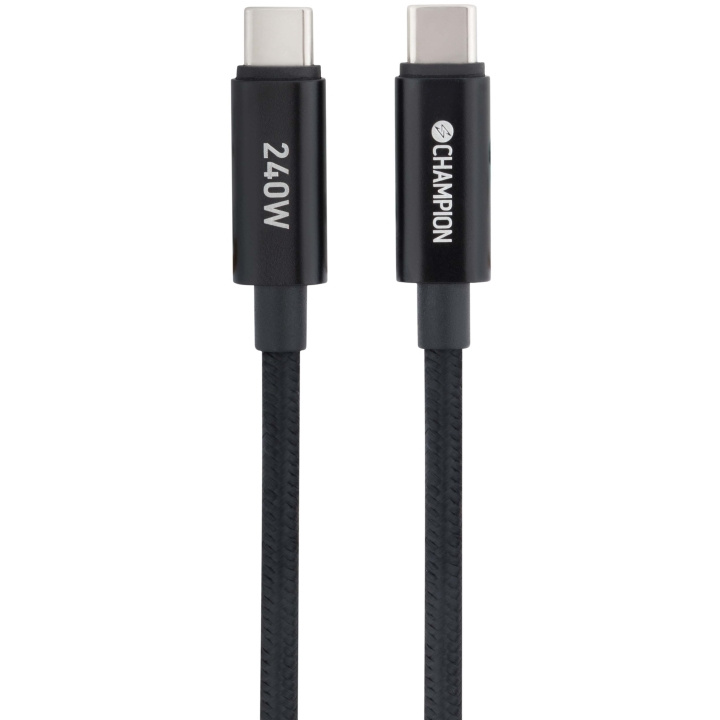 Champion USB-C Kabel 240W 1m Svart in de groep COMPUTERS & RANDAPPARATUUR / Computerkabels / USB / USB-C bij TP E-commerce Nordic AB (D34940)