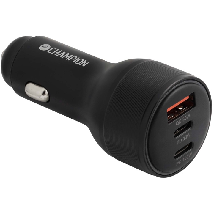 Champion Billaddare 130W 3-port QC/PD Svart in de groep SMARTPHONE & TABLETS / Opladers & Kabels / Autoladers / Autoladers Type-C bij TP E-commerce Nordic AB (D34942)