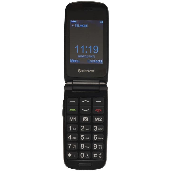 Denver Knapptelefon 4G SOS-knapp Radio Flip-design Svart in de groep SMARTPHONE & TABLETS / Mobiele telefoons & smartphones bij TP E-commerce Nordic AB (D35017)