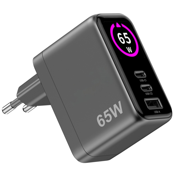 Celly Laddare 65W PD/QC med display in de groep SMARTPHONE & TABLETS / Opladers & Kabels / Wandoplader bij TP E-commerce Nordic AB (D35019)