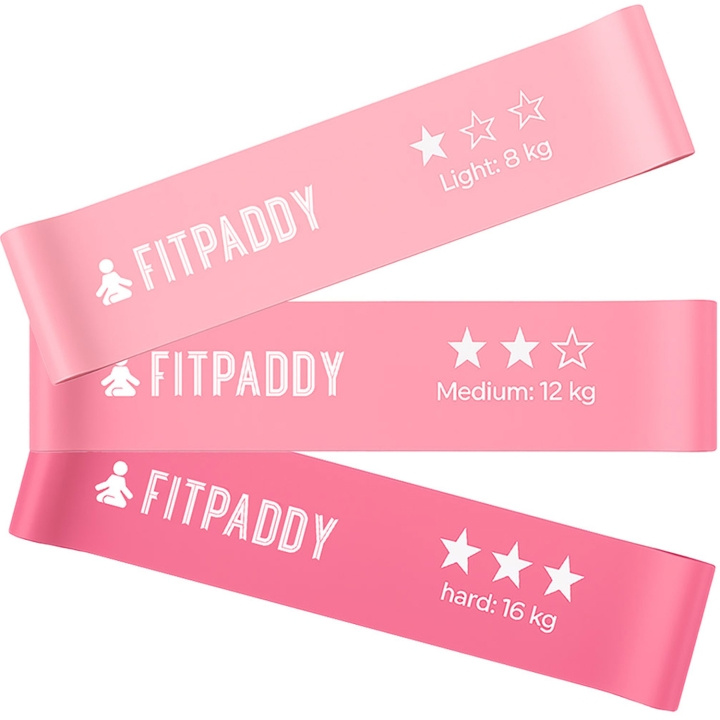 Fitpaddy Elastiska Band Plus 3 Styck Pink Edition in de groep SPORT, VRIJE TIJD & HOBBY / Oefen materiaal / Training-accessoires bij TP E-commerce Nordic AB (D35070)
