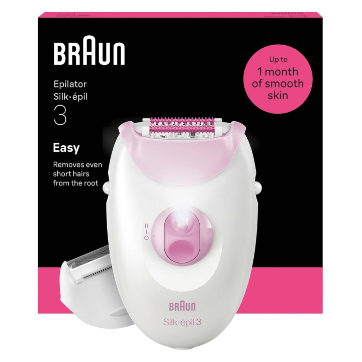 Braun Epilator Silk·épil 3 med sladd, Långvarigt Slät Hud, 3-031, Rosa in de groep BEAUTY & HEALTH / Haar & Styling / Ontharing / Epliators bij TP E-commerce Nordic AB (D35645)