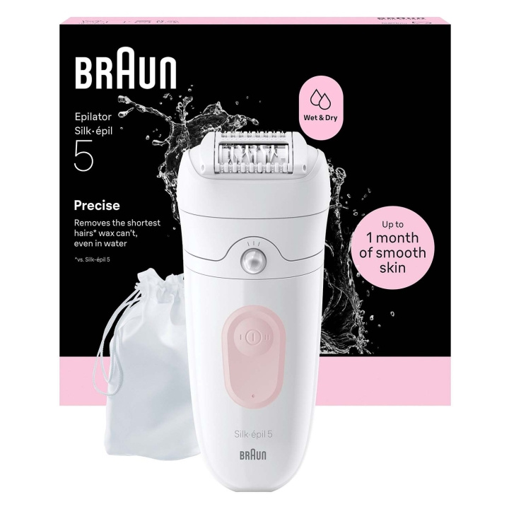 Braun Epilator Silk·épil 5, Wet & Dry, Enkel Hårborttagning, Långvarigt Slät Hud, 5-011, Flamingo in de groep BEAUTY & HEALTH / Haar & Styling / Ontharing / Epliators bij TP E-commerce Nordic AB (D35646)