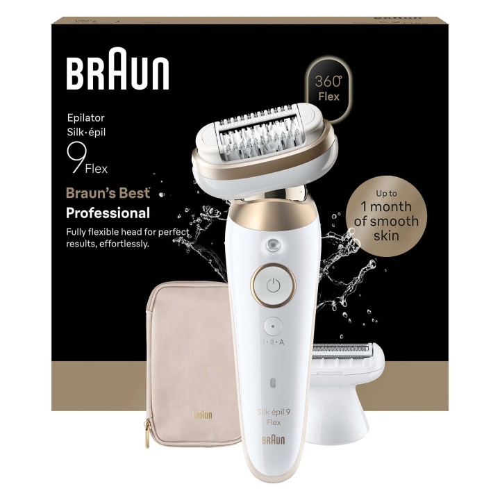 Braun Epilator Silk·épil 9 Flex Wet & Dry, Långvarigt Slät Hud, 9-030 3D, Guld in de groep BEAUTY & HEALTH / Haar & Styling / Ontharing / Epliators bij TP E-commerce Nordic AB (D35650)