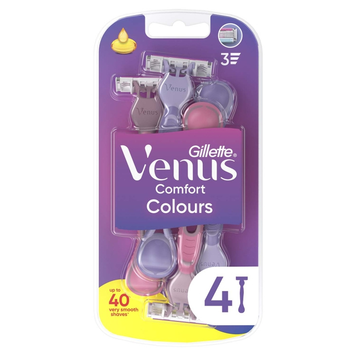 Gillette Venus Engångsrakhyvlar Venus 3 Colors 4st in de groep BEAUTY & HEALTH / Haar & Styling / Scheren & Trimmen / Accessoires voor Scheerapparaten bij TP E-commerce Nordic AB (D35784)
