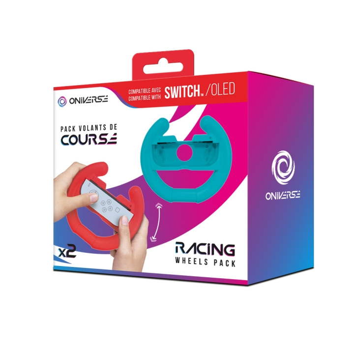 Oniverse NSW-pakket met 2 houders voor racestuurcontrollers - blauw/rood in de groep HOME ELECTRONICS / Spelconsoles en accessoires / Nintendo Switch 2 bij TP E-commerce Nordic AB (D37125)