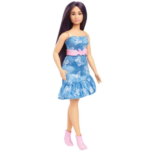 Barbie Fashionista-pop, Denim vlinderjurk (HyT89) in de groep SPEELGOED, KINDER- & BABYPRODUCTEN / Speelgoed / Docks & Accessoires bij TP E-commerce Nordic AB (D37234)