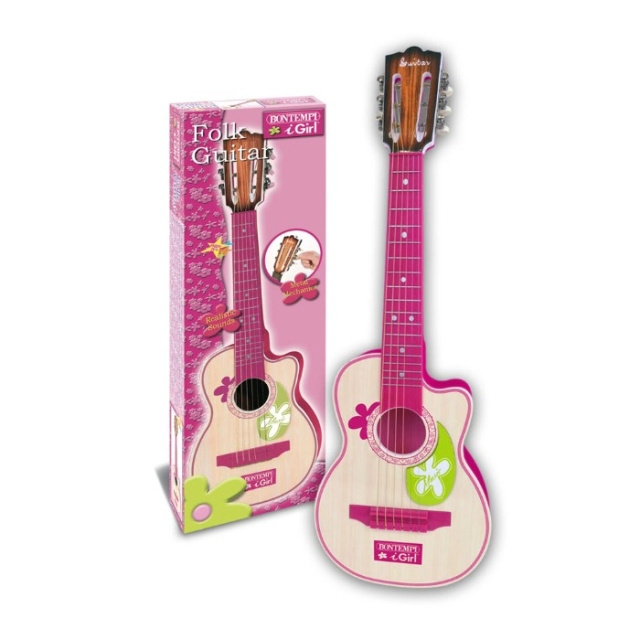 Bontempi Bontempi - Roze houten gitaar met 6 snaren, 70 cm (207071) in de groep SPEELGOED, KINDER- & BABYPRODUCTEN / Muziek, Zang en afbeelingen / Muziekinstrumenten bij TP E-commerce Nordic AB (D37248)